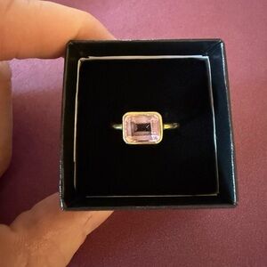 Gold and Pink Gemstone Ring Size 8
